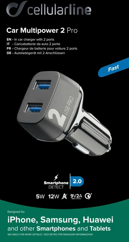 Sista chansen Cellularline Billaddare Dubbla USB-portar 2.0 12 W