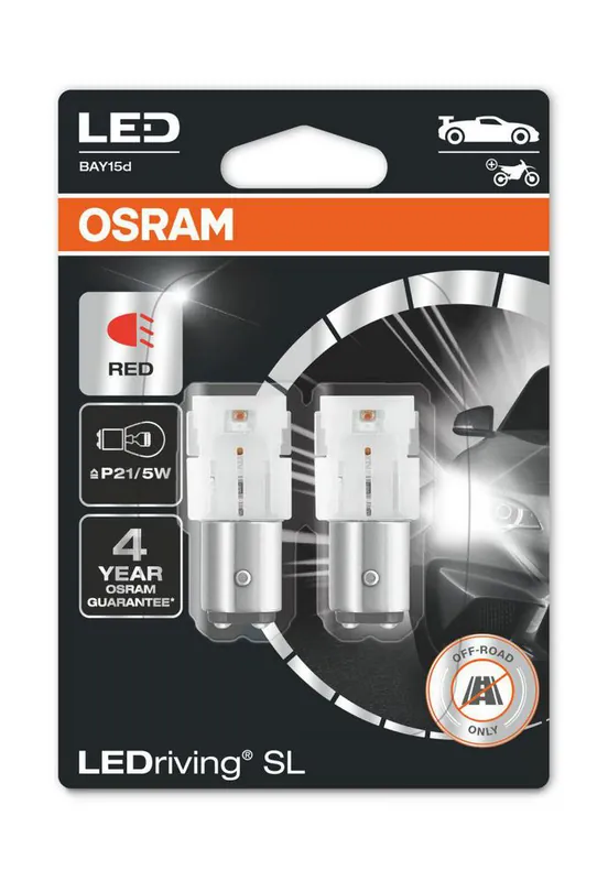 Kampanj Lampa, LEDriving P21/5W LED Röd, 2-pack Osram